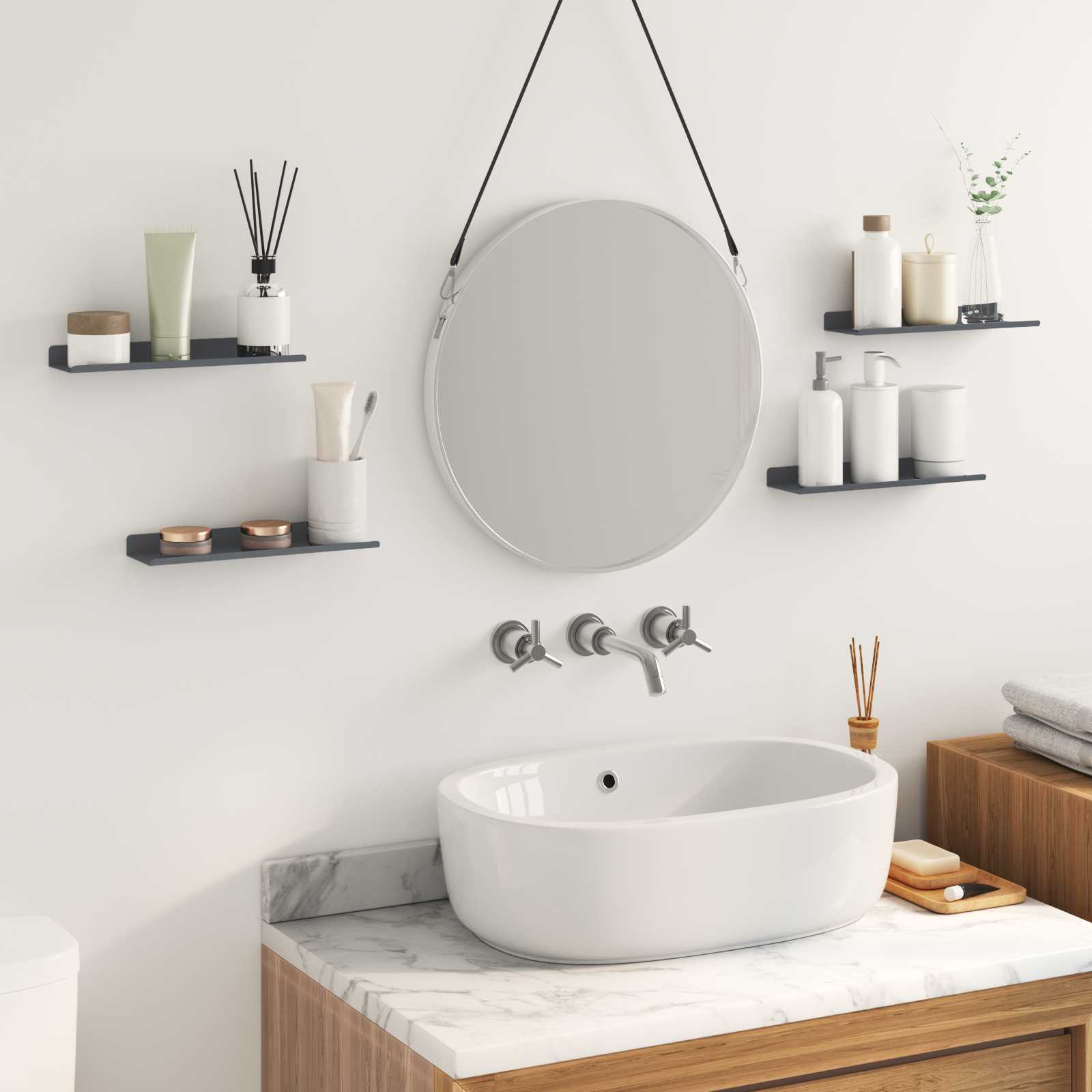 Lebdeća polica Zidne 4 pcs Antracit 30 x 9 x 2,5 cm Čelik