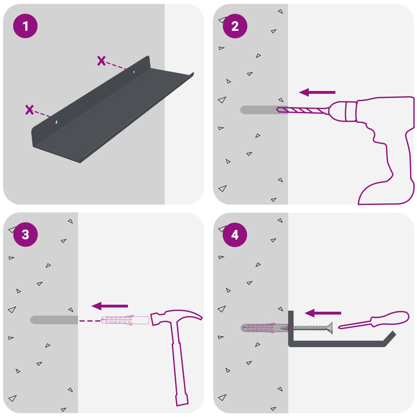 Lebdeća polica Zidne 4 pcs Antracit 30 x 9 x 2,5 cm Čelik