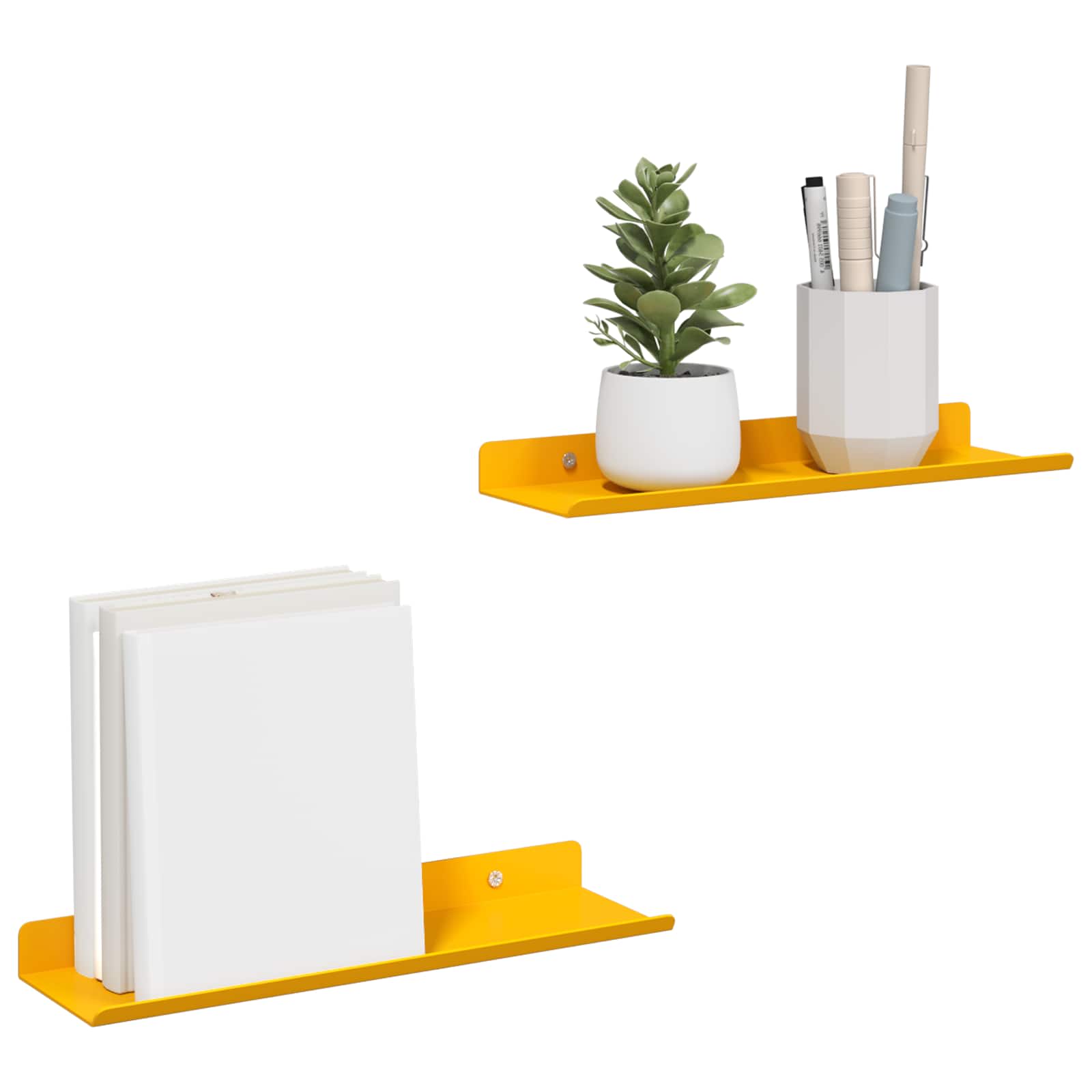Lebdeća polica Zidne 2 pcs Žuta 30 x 9 x 2,5 cm Čelik