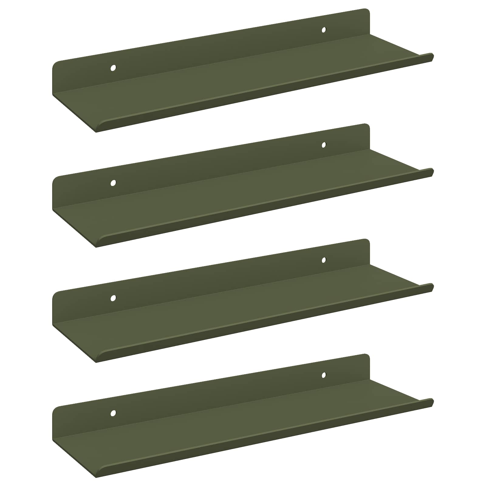 Lebdeća polica 4 pcs Maslinasto zelena 30 x 9 x 2,5 cm Čelik