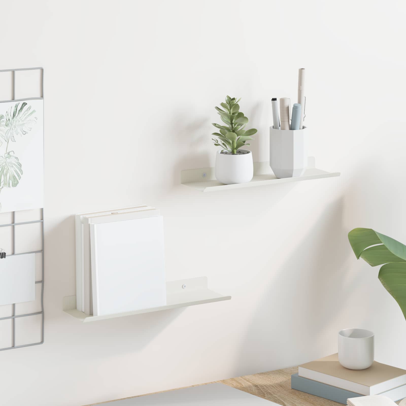 Lebdeća polica Zidne 2 pcs Bijeli 30 x 9 x 2,5 cm Čelik