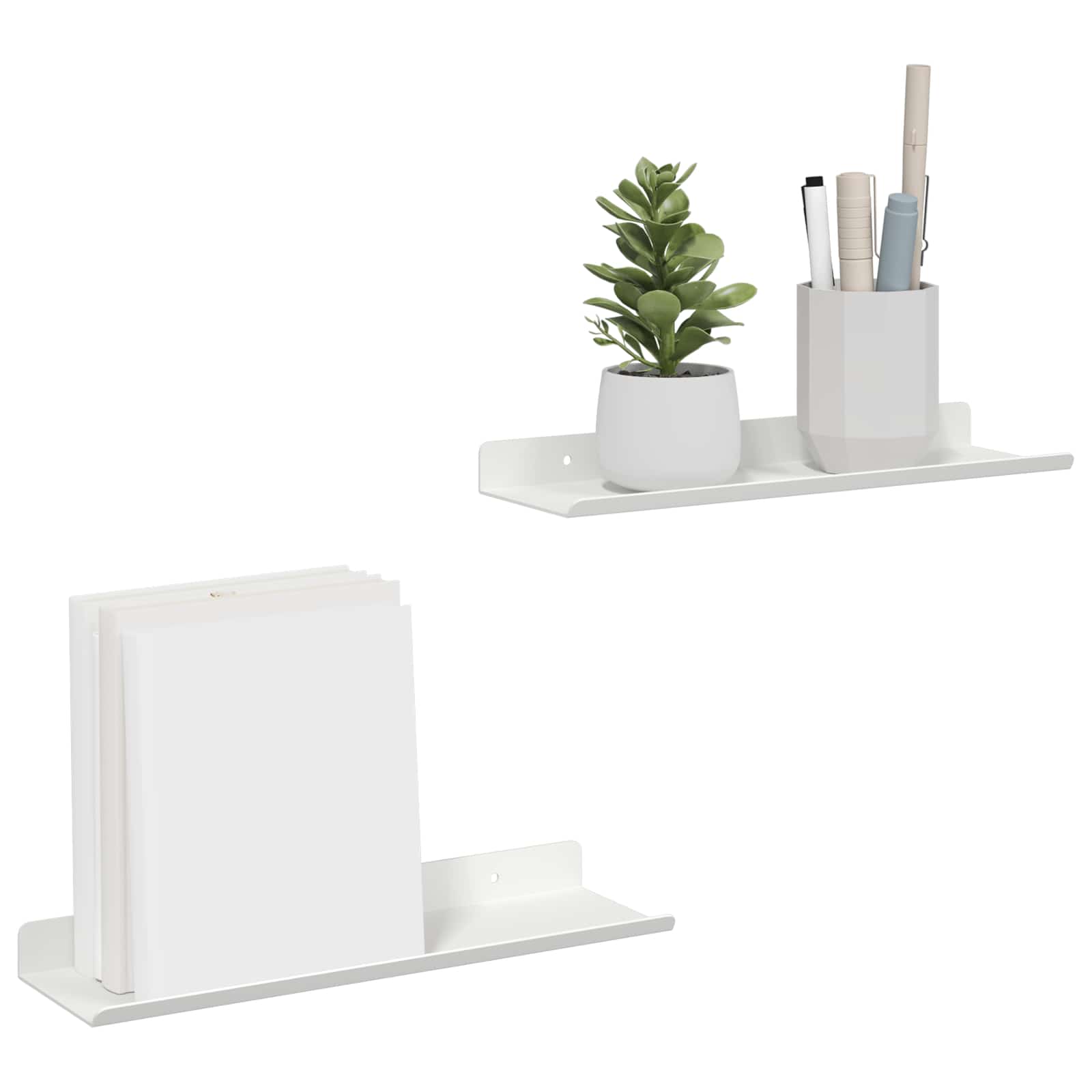 Lebdeća polica Zidne 2 pcs Bijeli 30 x 9 x 2,5 cm Čelik
