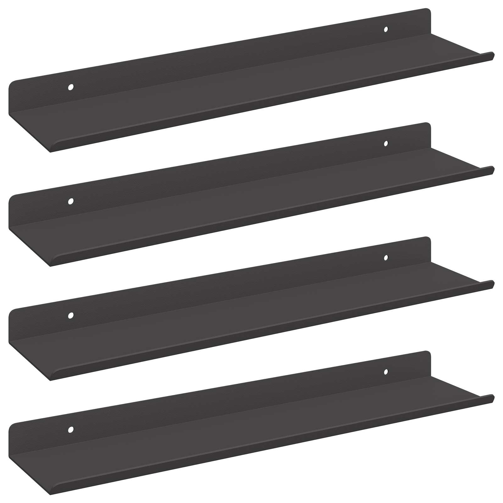Lebdeća polica Zidne 4 pcs Crna 40 x 8,5 x 2,5 cm Čelik