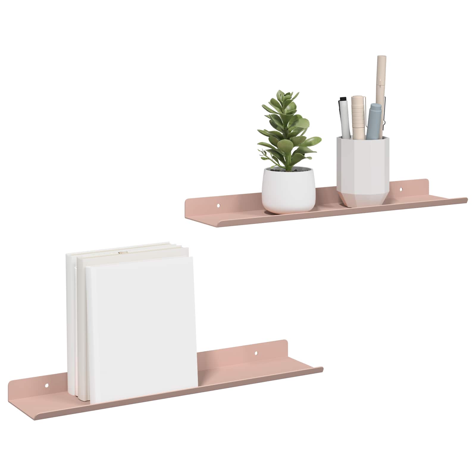 Lebdeća polica Zidne 2 pcs Ružičasta 40 x 8,5 x 2,5 cm Čelik