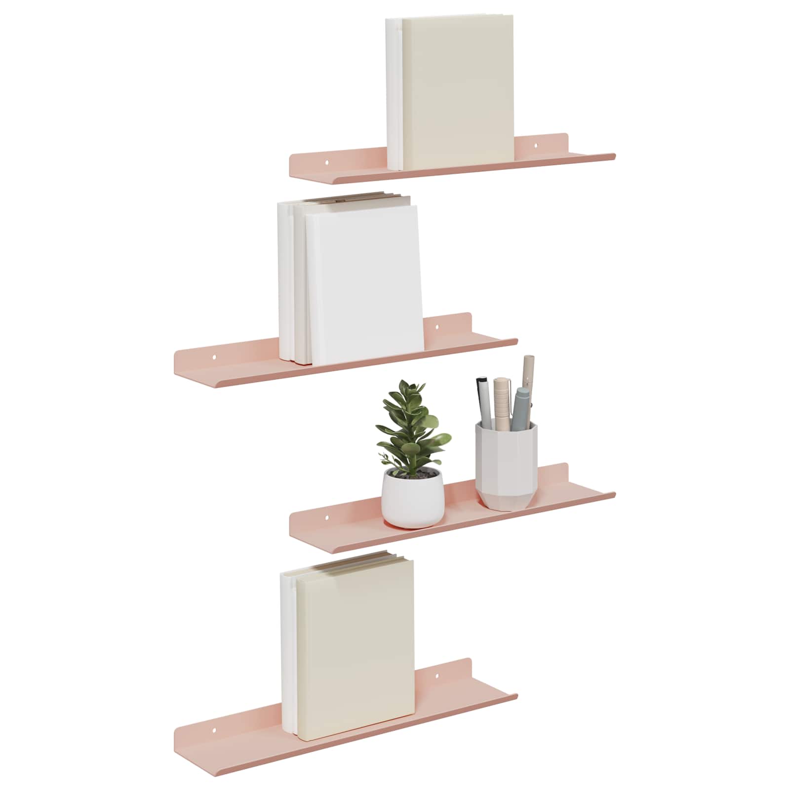 Lebdeća polica Zidne 4 pcs Ružičasta 40 x 8,5 x 2,5 cm Čelik
