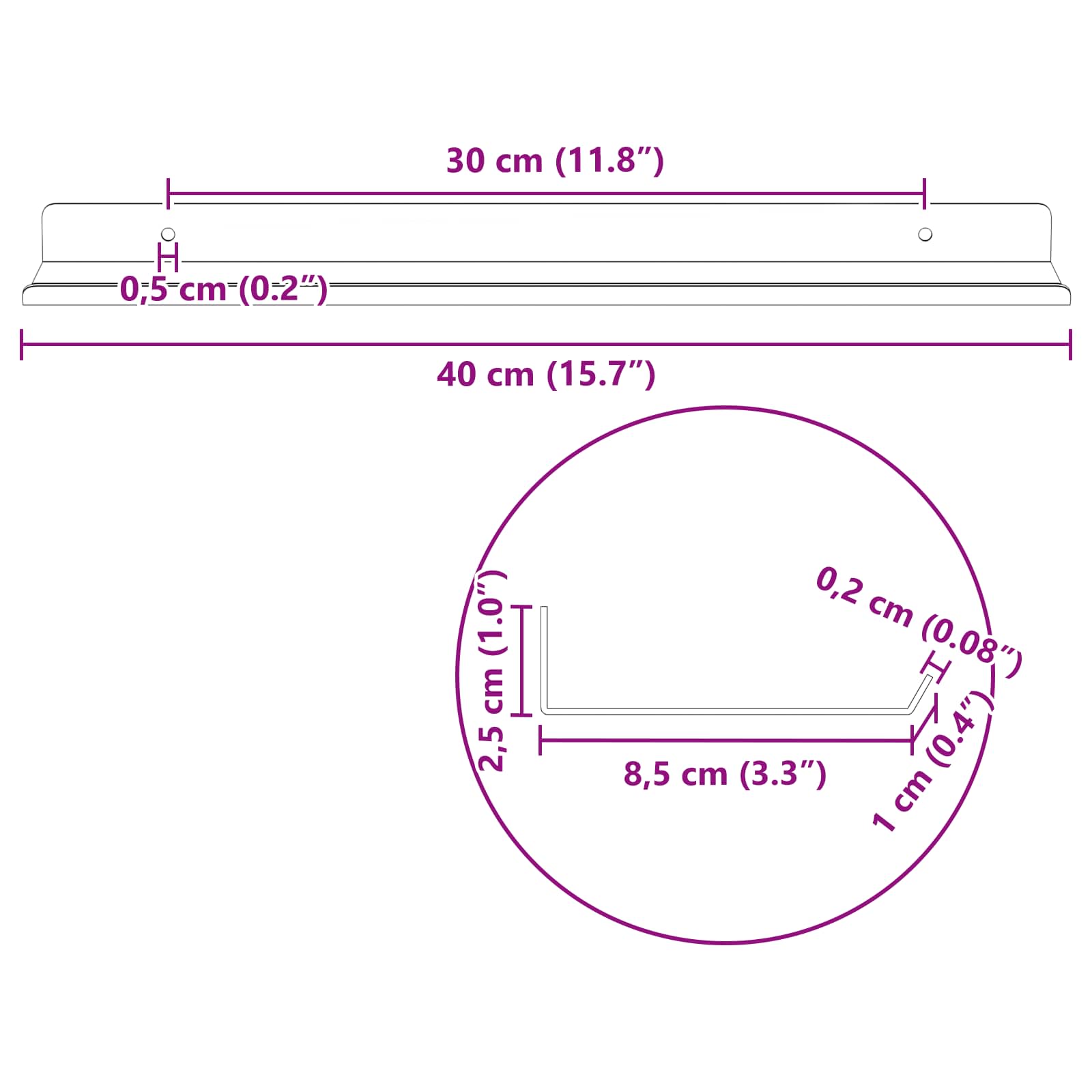 Lebdeća polica Zidne 2 pcs Antracit 40 x 8,5 x 2,5 cm Čelik