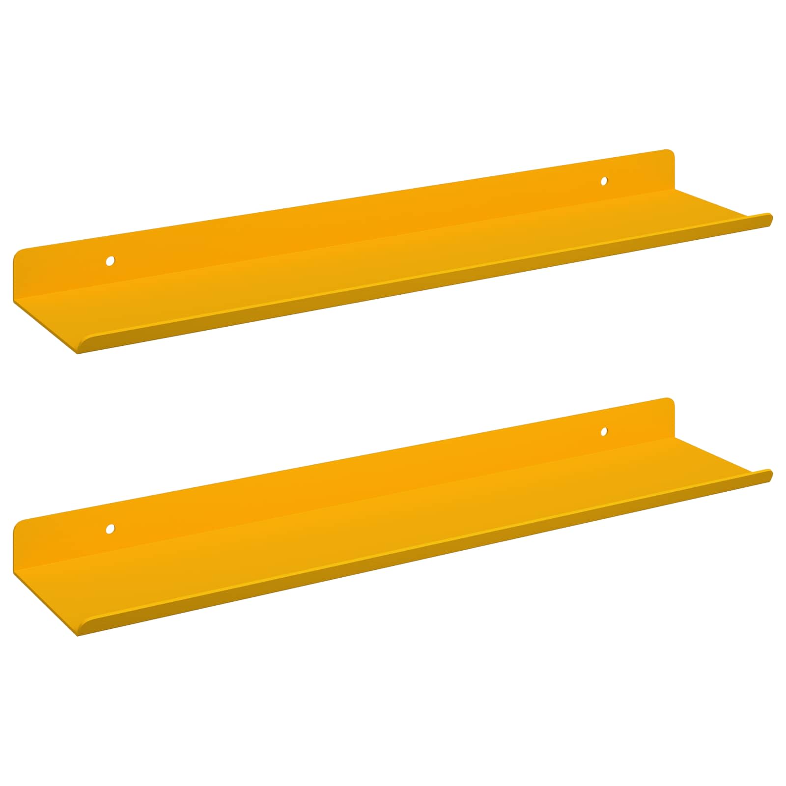 Lebdeća polica Zidne 2 pcs Žuta 40 x 8,5 x 2,5 cm Čelik