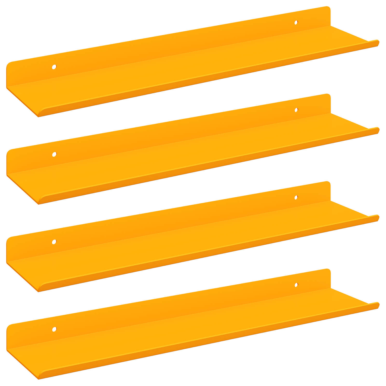 Lebdeća polica Zidne 4 pcs Žuta 40 x 8,5 x 2,5 cm Čelik
