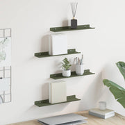 Lebdeća polica 4 pcs Maslinasto zelena 40 x 8,5 x 2,5 cm Čelik