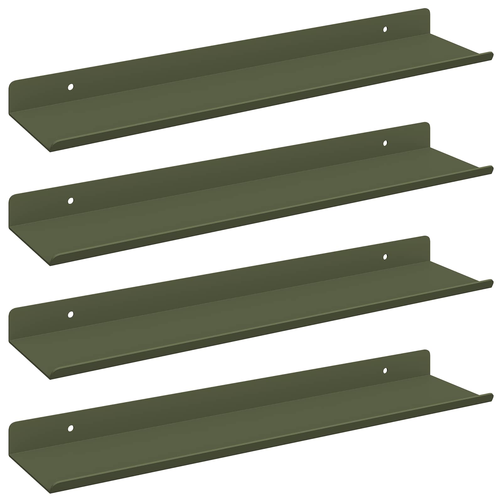 Lebdeća polica 4 pcs Maslinasto zelena 40 x 8,5 x 2,5 cm Čelik