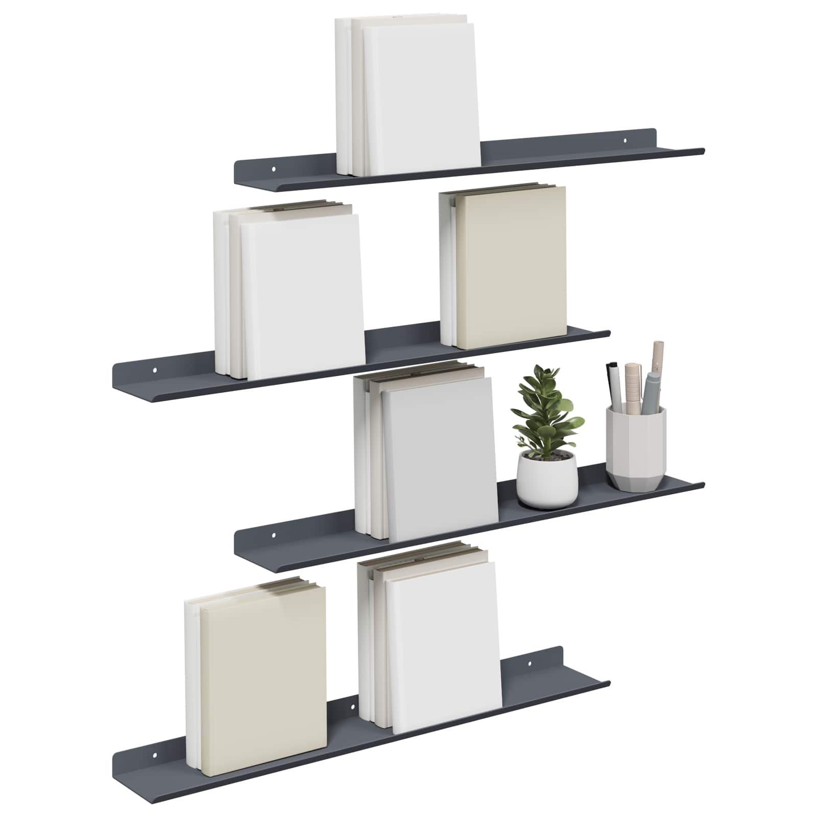 Lebdeća polica Zidne 4 pcs Antracit 60 x 8,5 x 2,5 cm Čelik