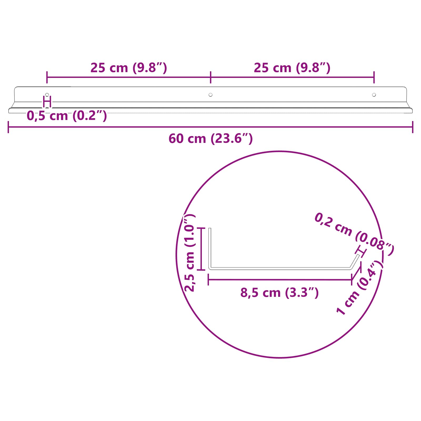 Lebdeća polica Zidne 4 pcs Antracit 60 x 8,5 x 2,5 cm Čelik