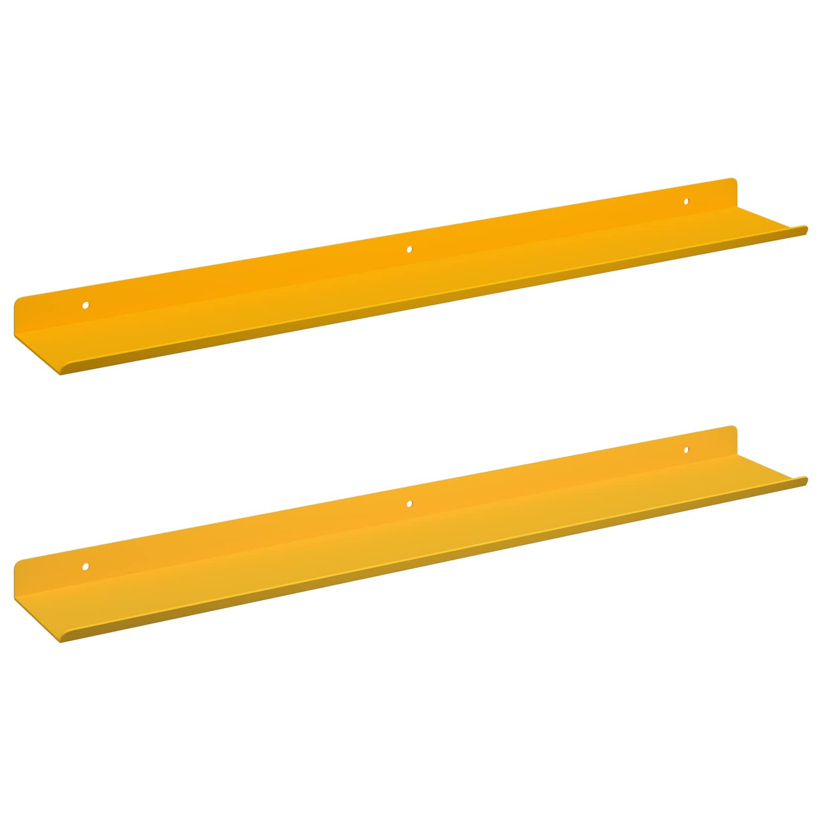 Lebdeća polica Zidne 2 pcs Žuta 60 x 8,5 x 2,5 cm Čelik