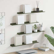Lebdeća polica 4 pcs Maslinasto zelena 60 x 8,5 x 2,5 cm Čelik