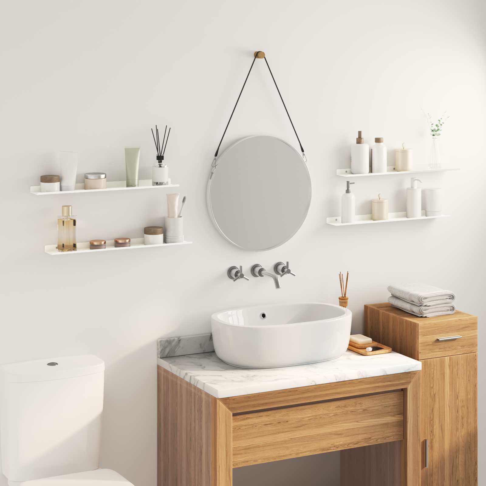 Lebdeća polica Zidne 4 pcs Bijeli 60 x 8,5 x 2,5 cm Čelik