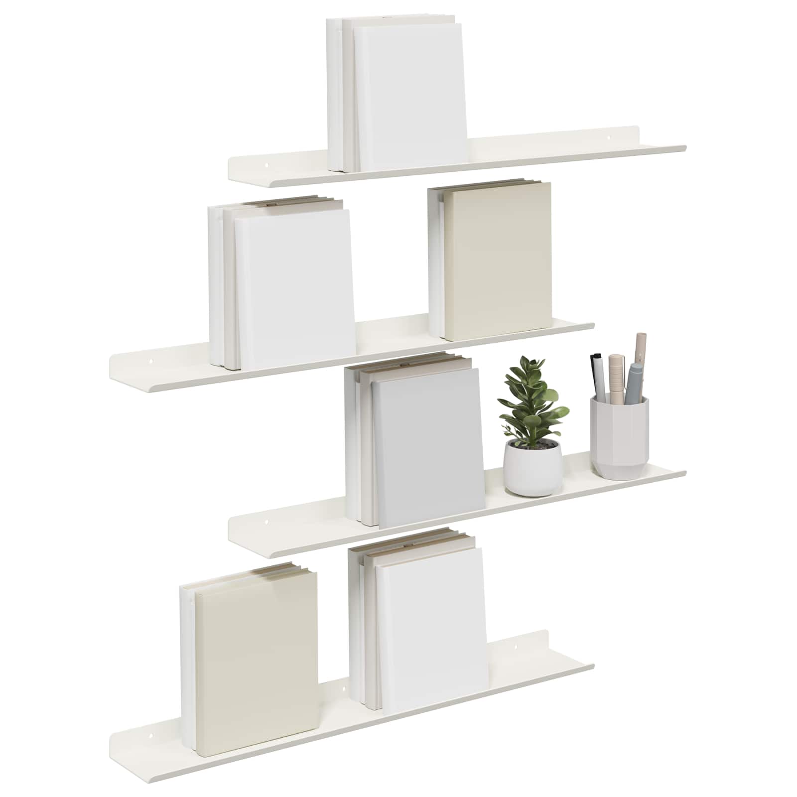 Lebdeća polica Zidne 4 pcs Bijeli 60 x 8,5 x 2,5 cm Čelik