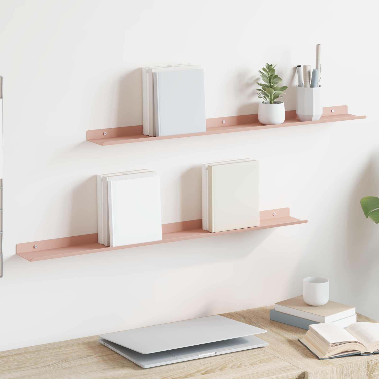 Lebdeća polica Zidna montaža 2 pcs Ružičasta 80 x 9 x 2,5 cm