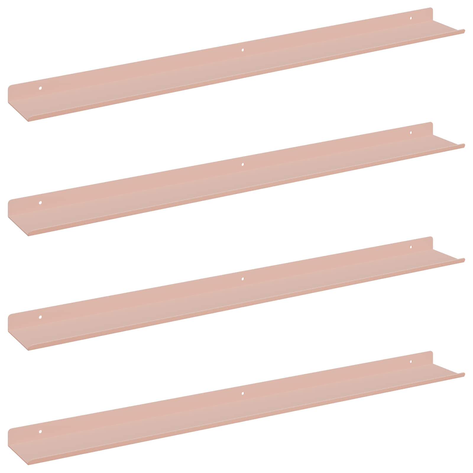 Lebdeća polica Zidne 4 pcs Ružičasta 80 x 9 x 2,5 cm Čelik