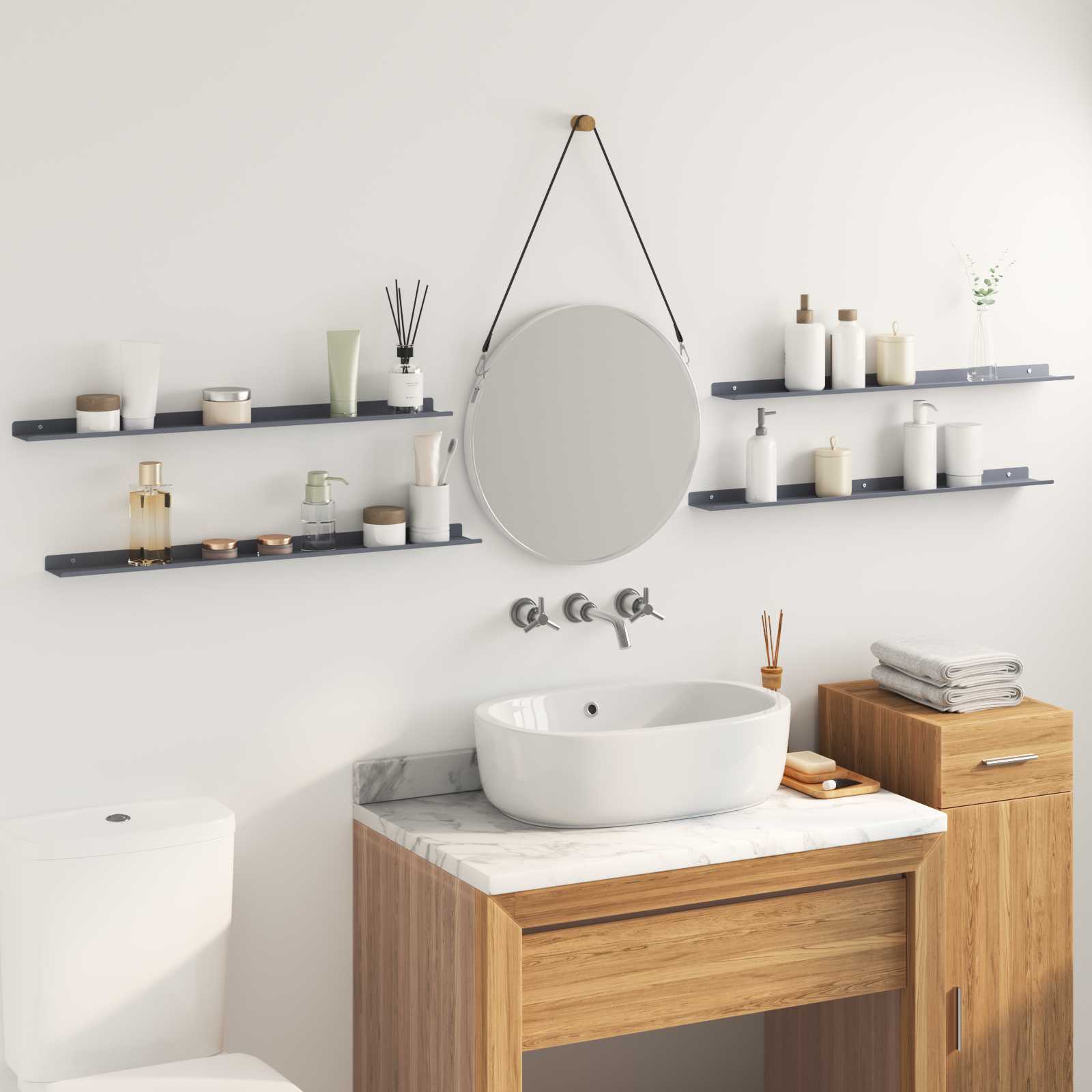 Lebdeća polica Zidne 4 pcs Antracit 80 x 9 x 2,5 cm Čelik