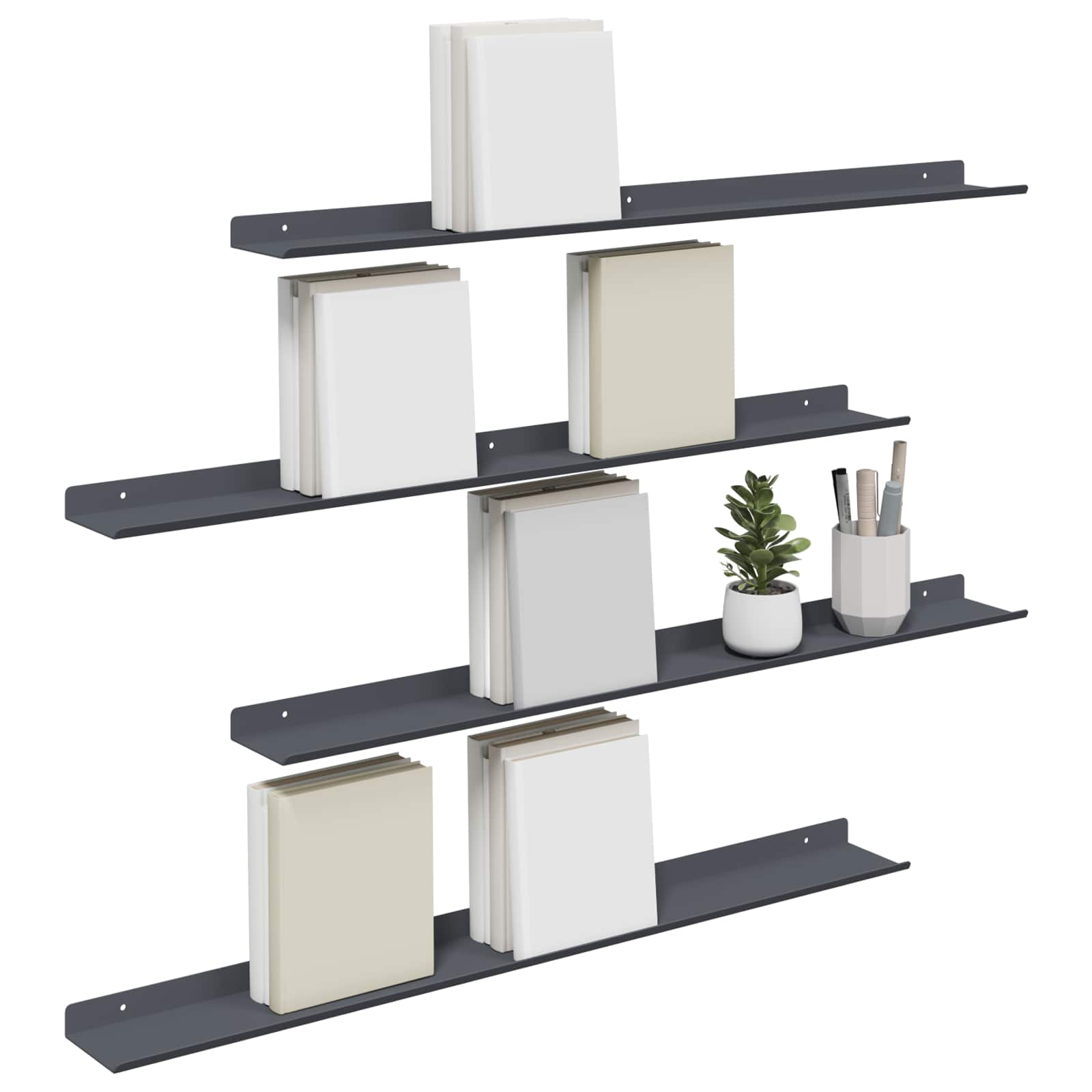 Lebdeća polica Zidne 4 pcs Antracit 80 x 9 x 2,5 cm Čelik