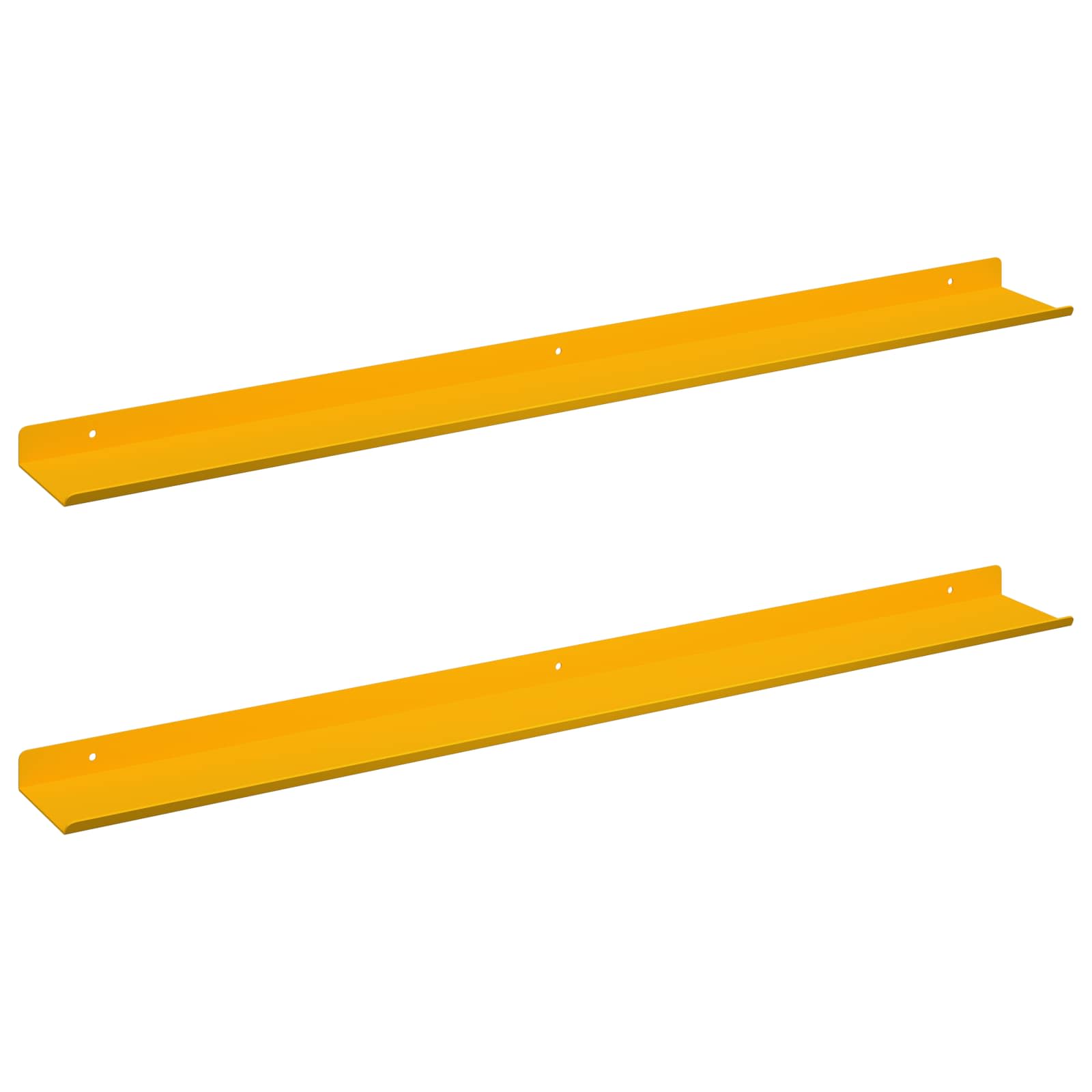 Lebdeća polica Zidne 2 pcs Žuta 80 x 9 x 2,5 cm Čelik