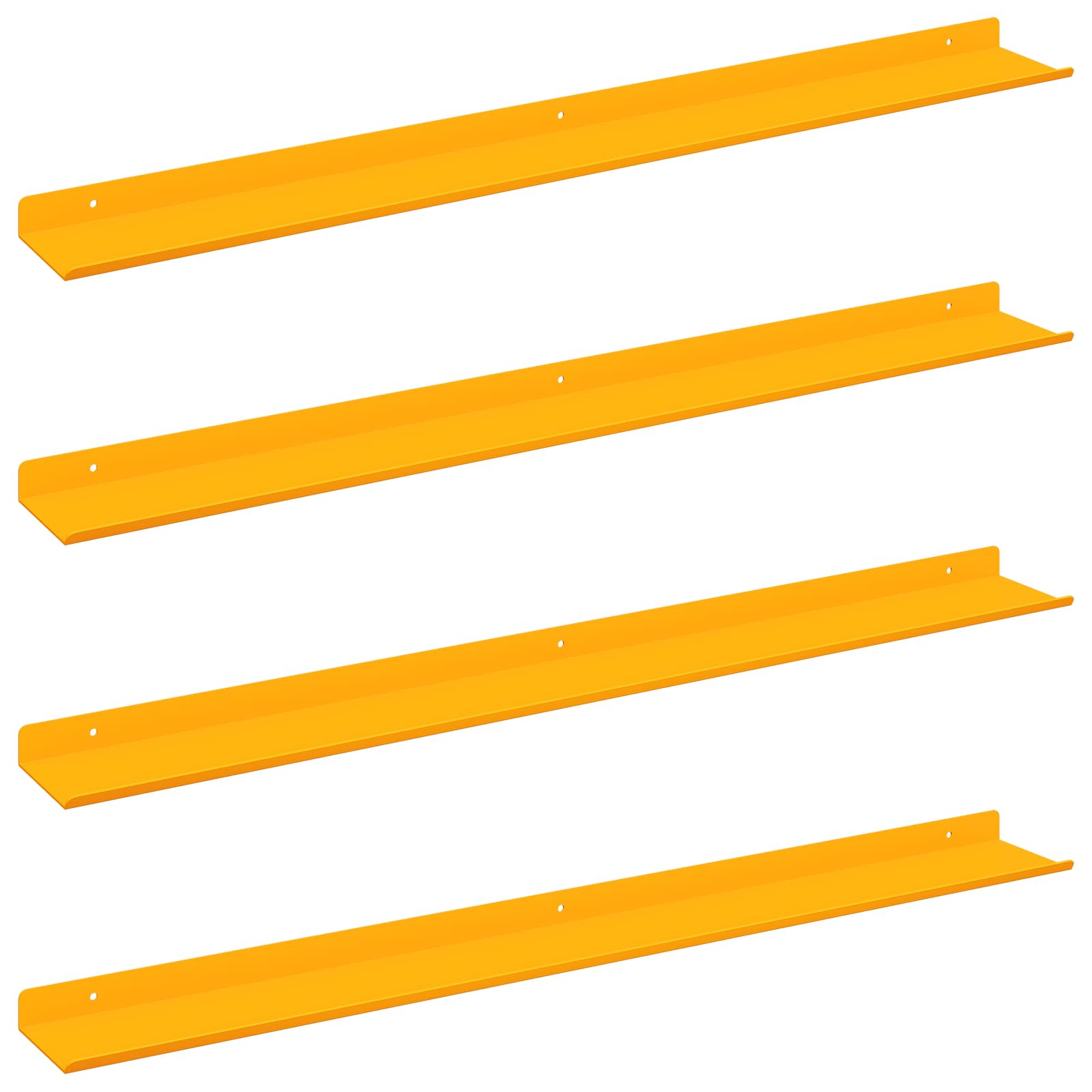 Lebdeća polica Zidne 4 pcs Žuta 80 x 9 x 2,5 cm Čelik