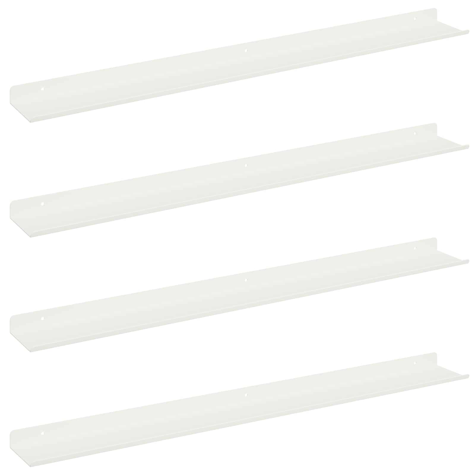 Lebdeća polica Zidne 4 pcs Bijeli 80 x 9 x 2,5 cm Čelik