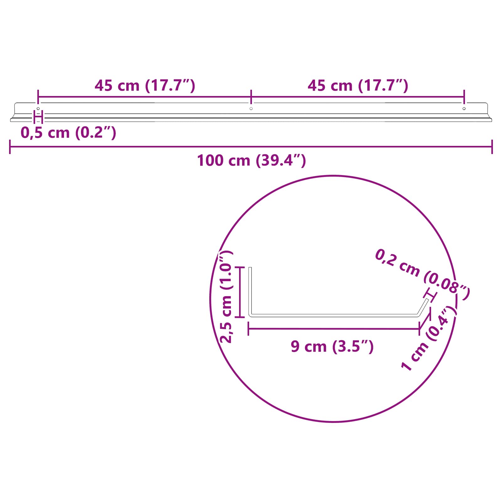 Lebdeća polica Zidne 4 pcs Ružičasta 100 x 9 x 2,5 cm Čelik