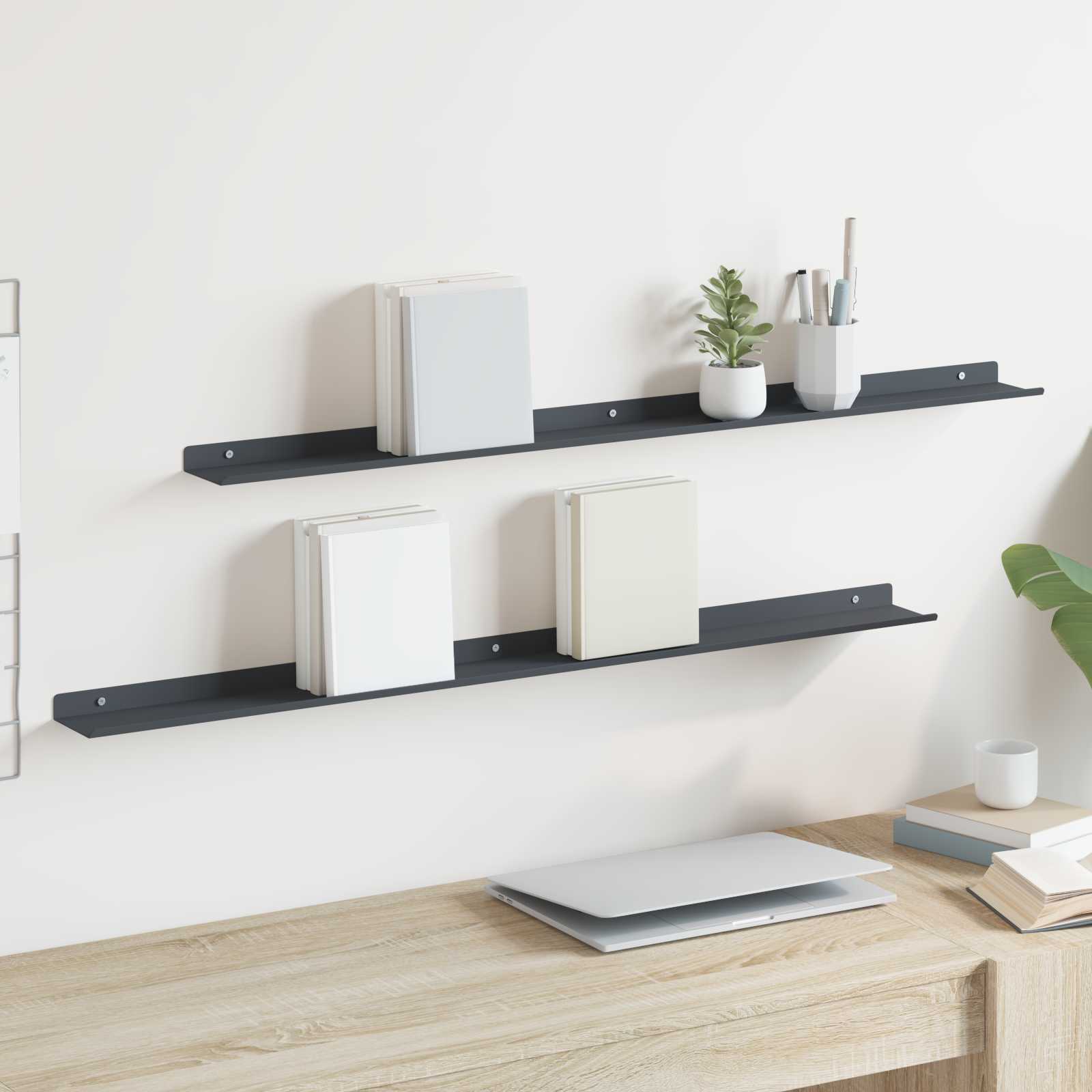 Lebdeća polica Zidne 2 pcs Antracit 100 x 9 x 2,5 cm Čelik