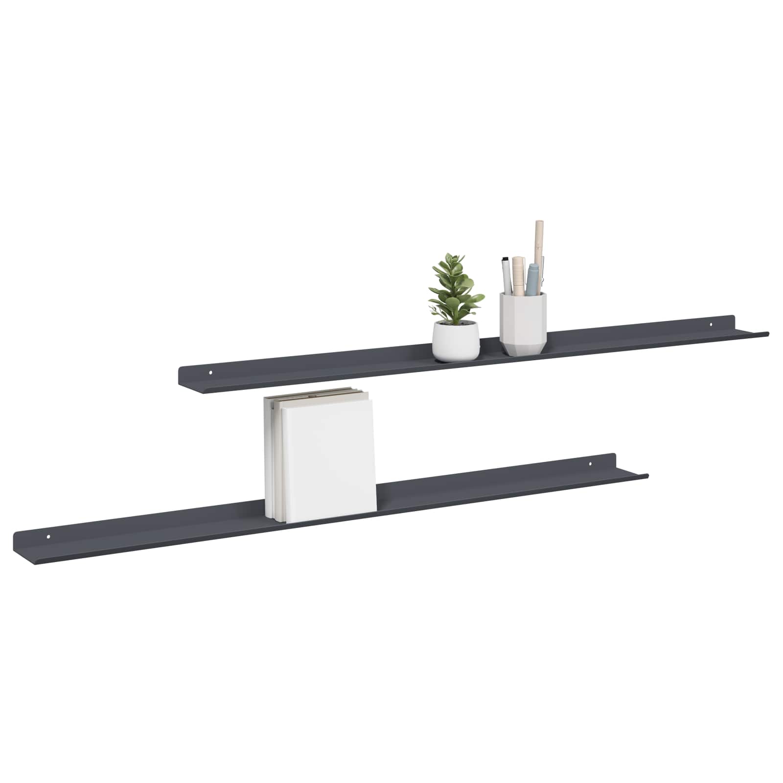 Lebdeća polica Zidne 2 pcs Antracit 100 x 9 x 2,5 cm Čelik
