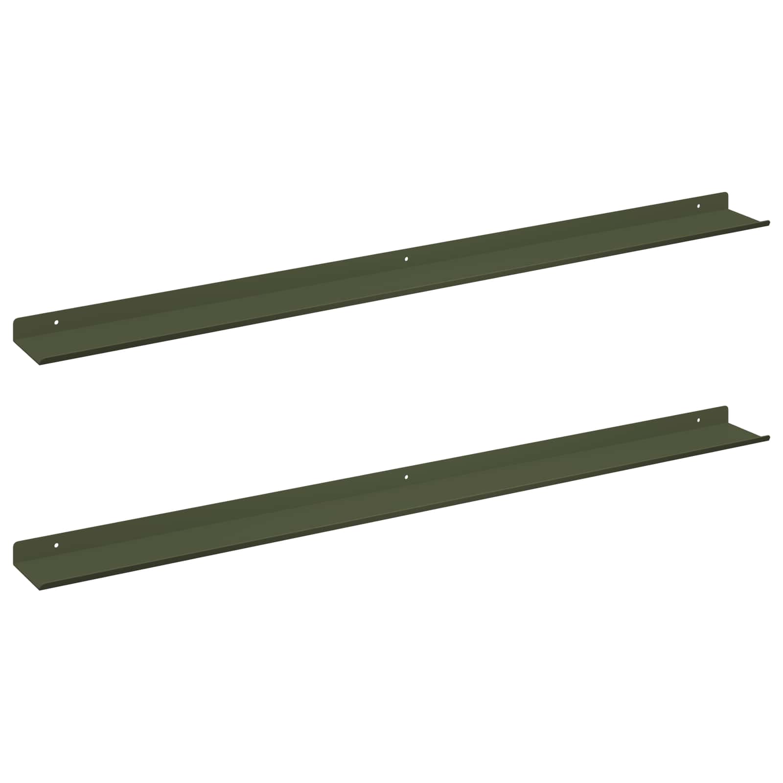 Lebdeća polica 2 pcs Maslinasto zelena 100 x 9 x 2,5 cm Čelik