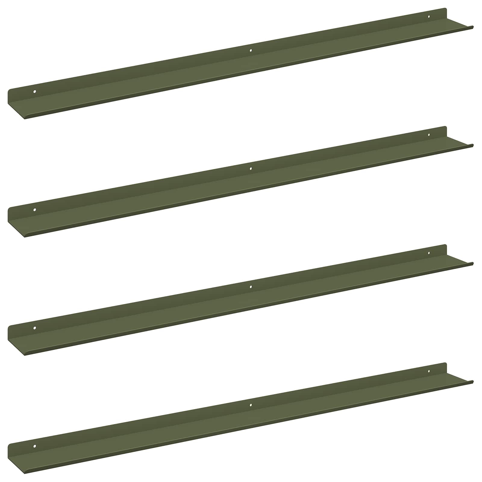 Lebdeća polica 4 pcs Maslinasto zelena 100 x 9 x 2,5 cm Čelik