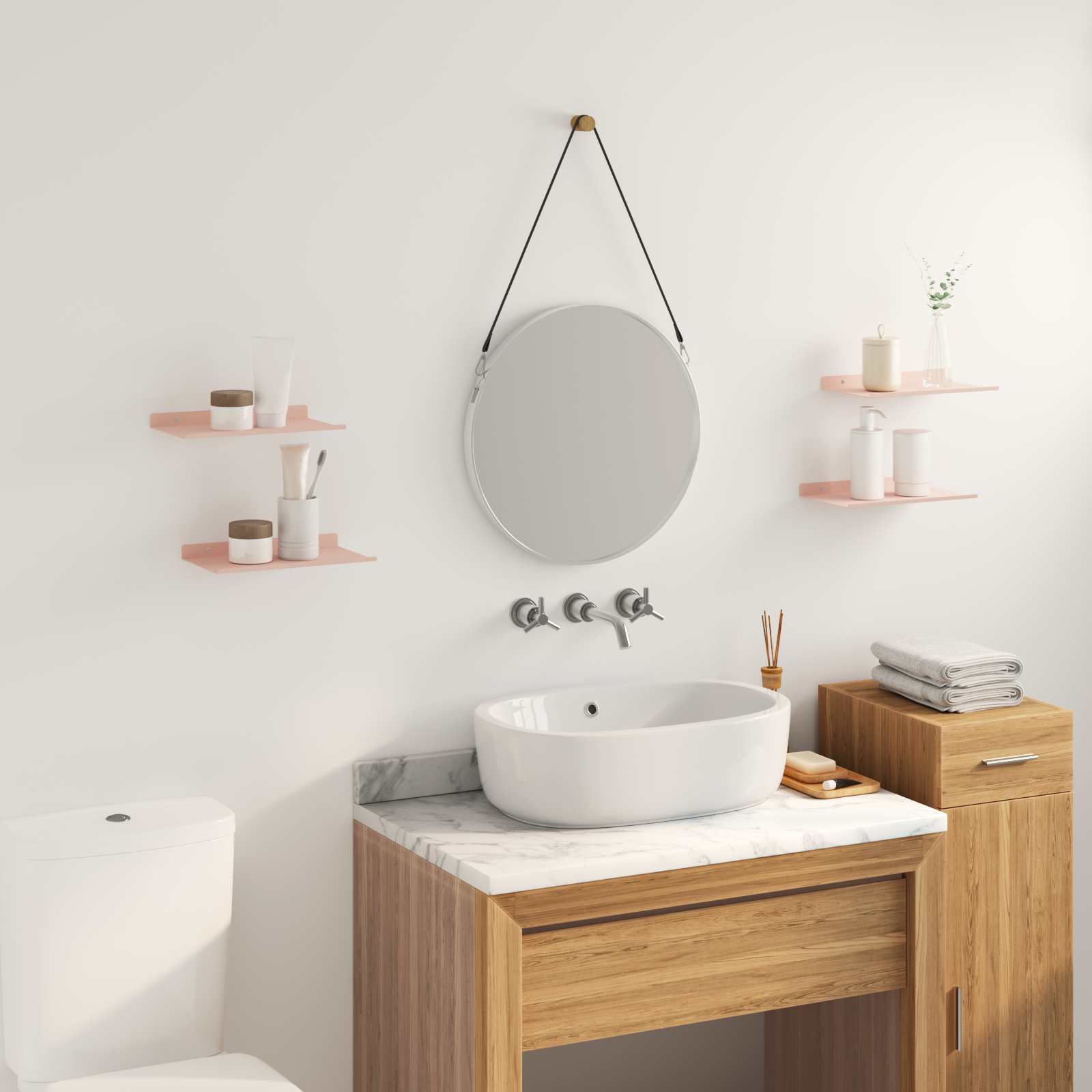 Lebdeća polica Zidne 4 pcs Ružičasta 30 x 18 x 2,5 cm Čelik