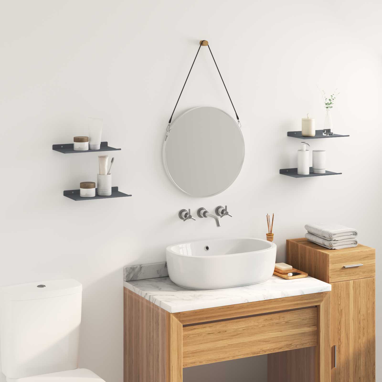 Lebdeća polica Zidne 4 pcs Antracit 30 x 18 x 2,5 cm Čelik
