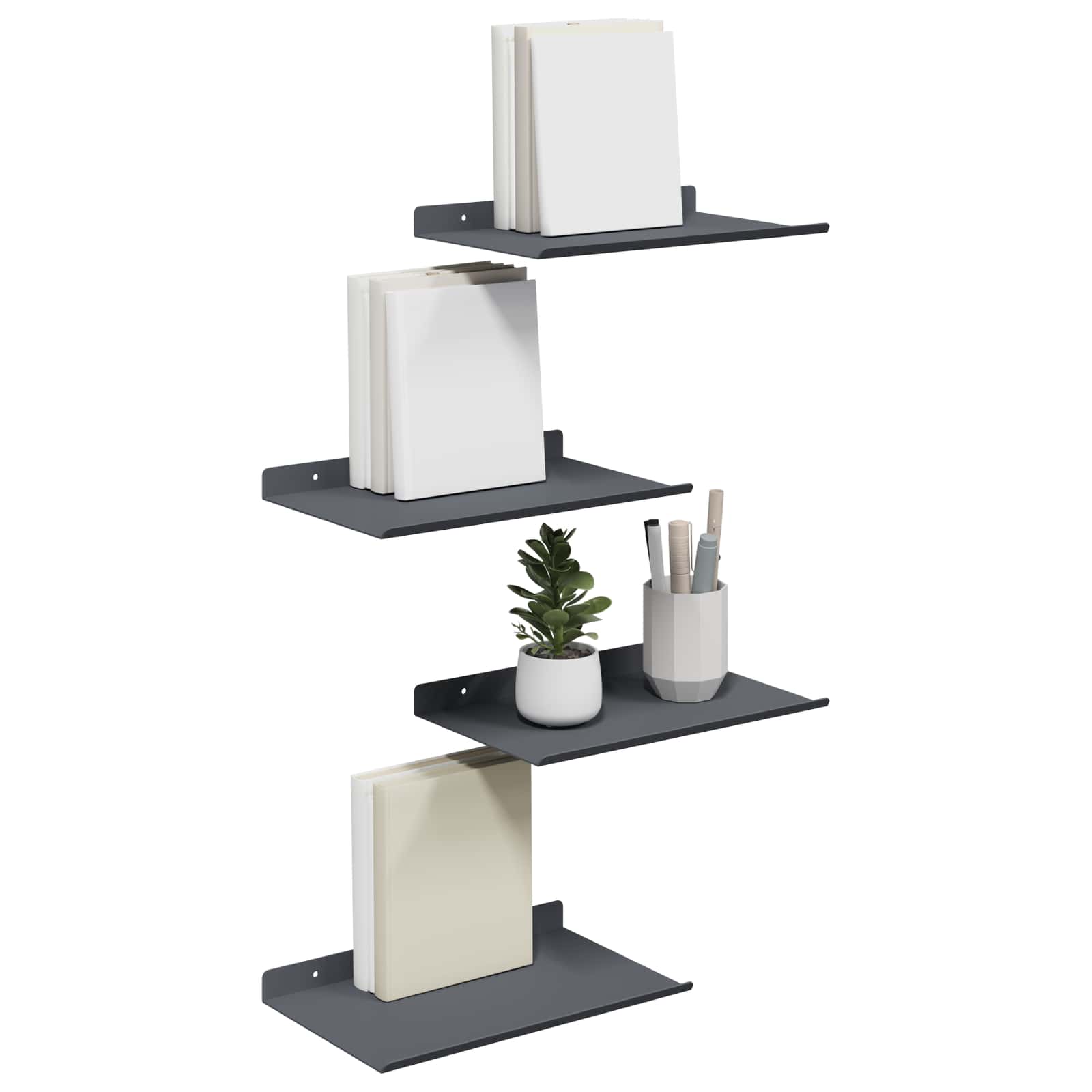 Lebdeća polica Zidne 4 pcs Antracit 30 x 18 x 2,5 cm Čelik