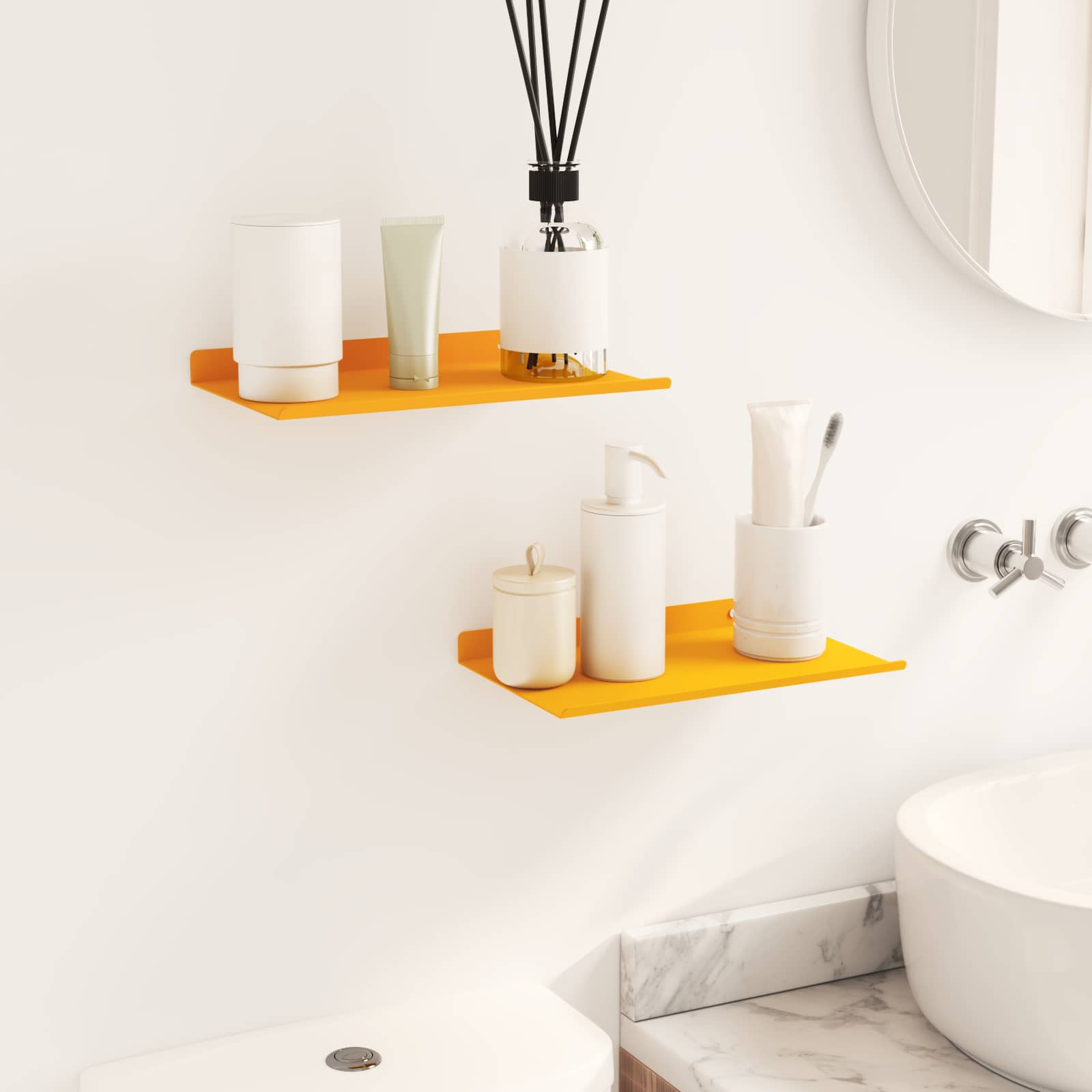 Lebdeća polica Zidne 2 pcs Žuta 30 x 18 x 2,5 cm Čelik