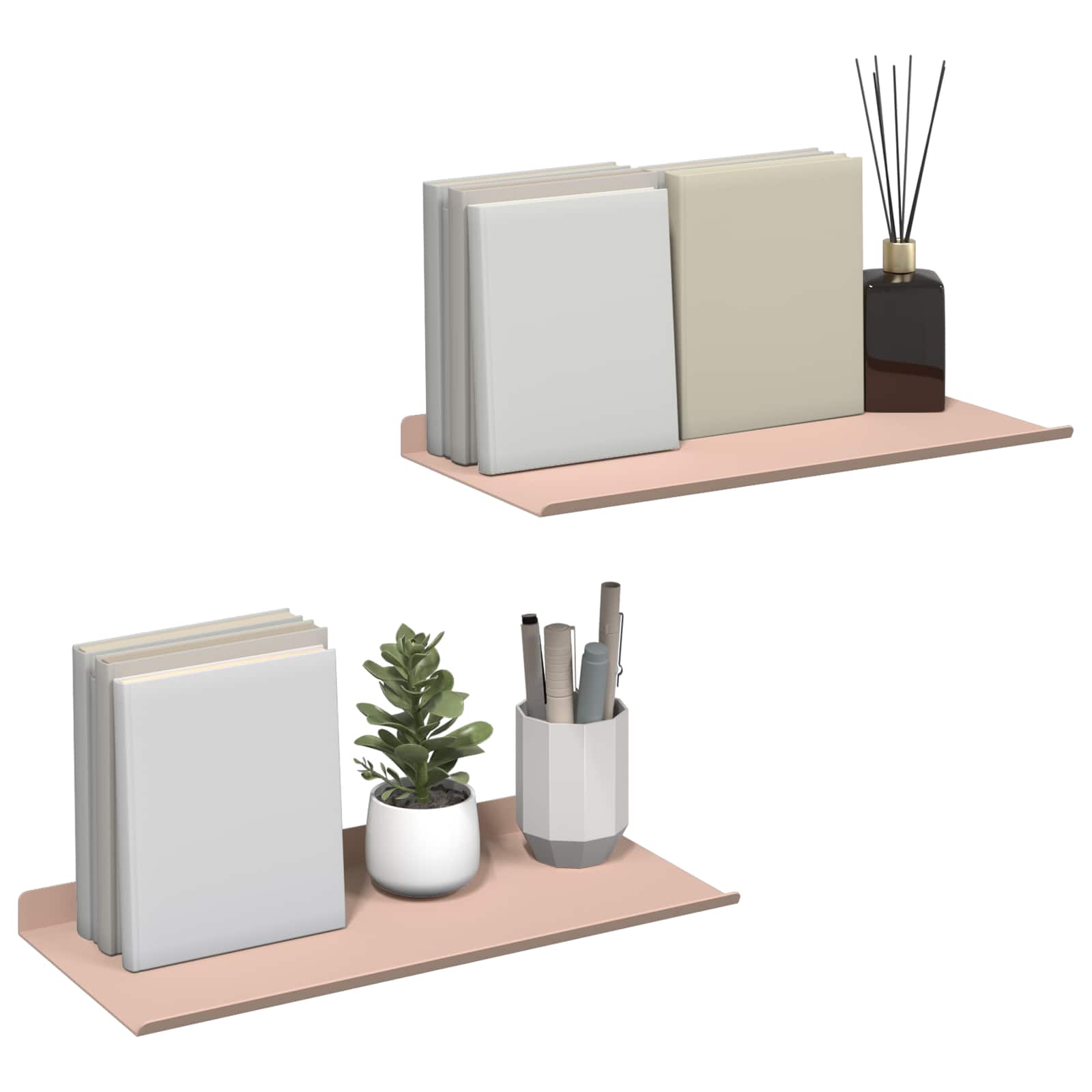 Lebdeća polica Zidne 2 pcs Ružičasta 40 x 18 x 2,5 cm Čelik