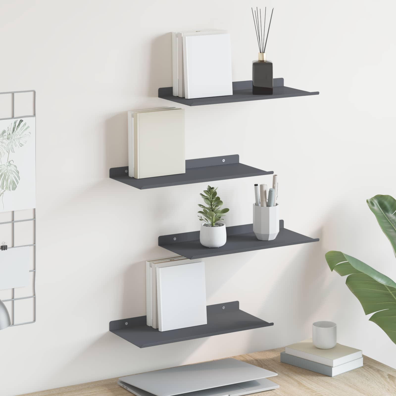 Lebdeća polica Zidne 4 pcs Antracit 40 x 18 x 2,5 cm Čelik