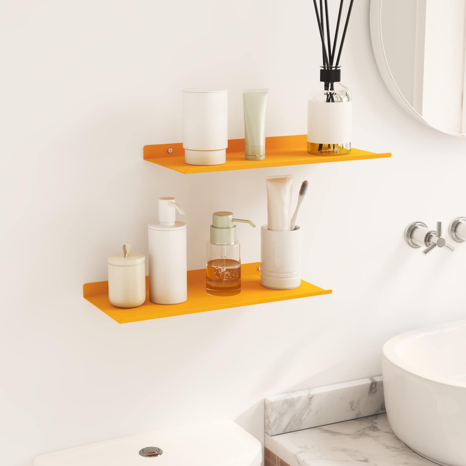 Lebdeća polica Zidne 2 pcs Žuta 40 x 18 x 2,5 cm Čelik