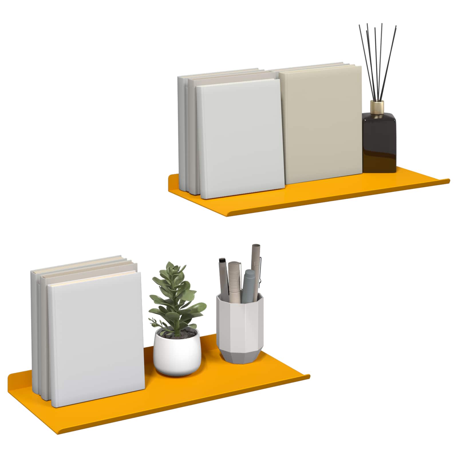 Lebdeća polica Zidne 2 pcs Žuta 40 x 18 x 2,5 cm Čelik