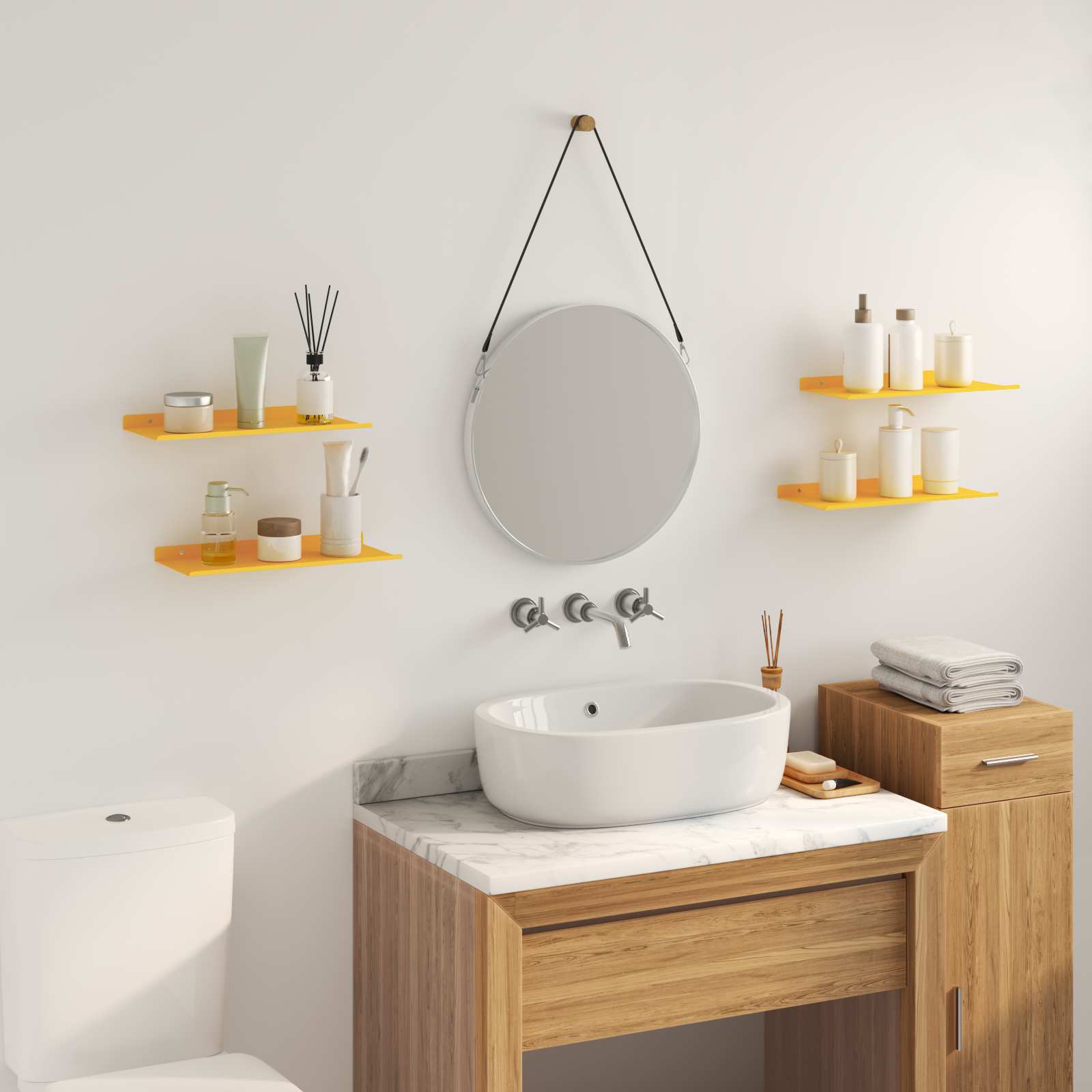 Lebdeća polica Zidne 4 pcs Žuta 40 x 18 x 2,5 cm Čelik