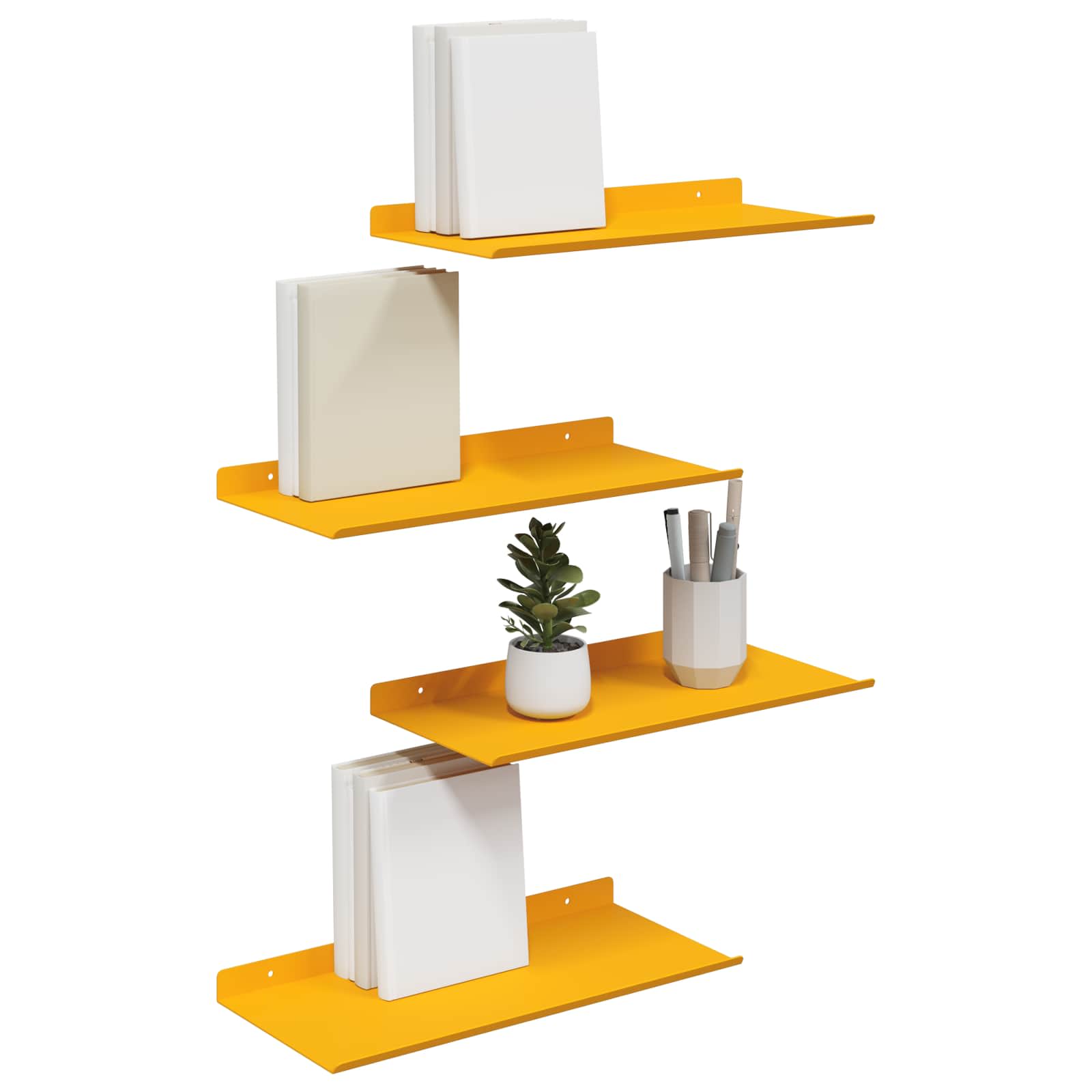 Lebdeća polica Zidne 4 pcs Žuta 40 x 18 x 2,5 cm Čelik