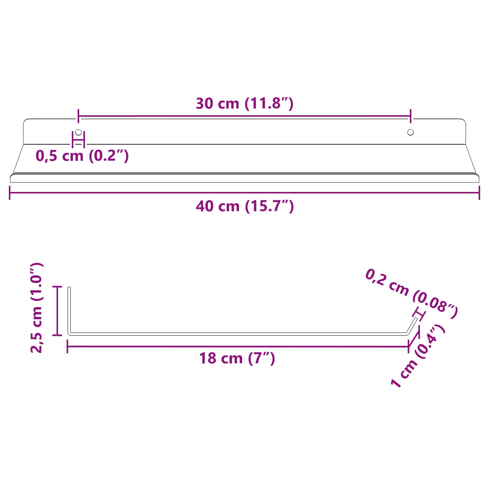 Lebdeća polica Zidne 4 pcs Žuta 40 x 18 x 2,5 cm Čelik