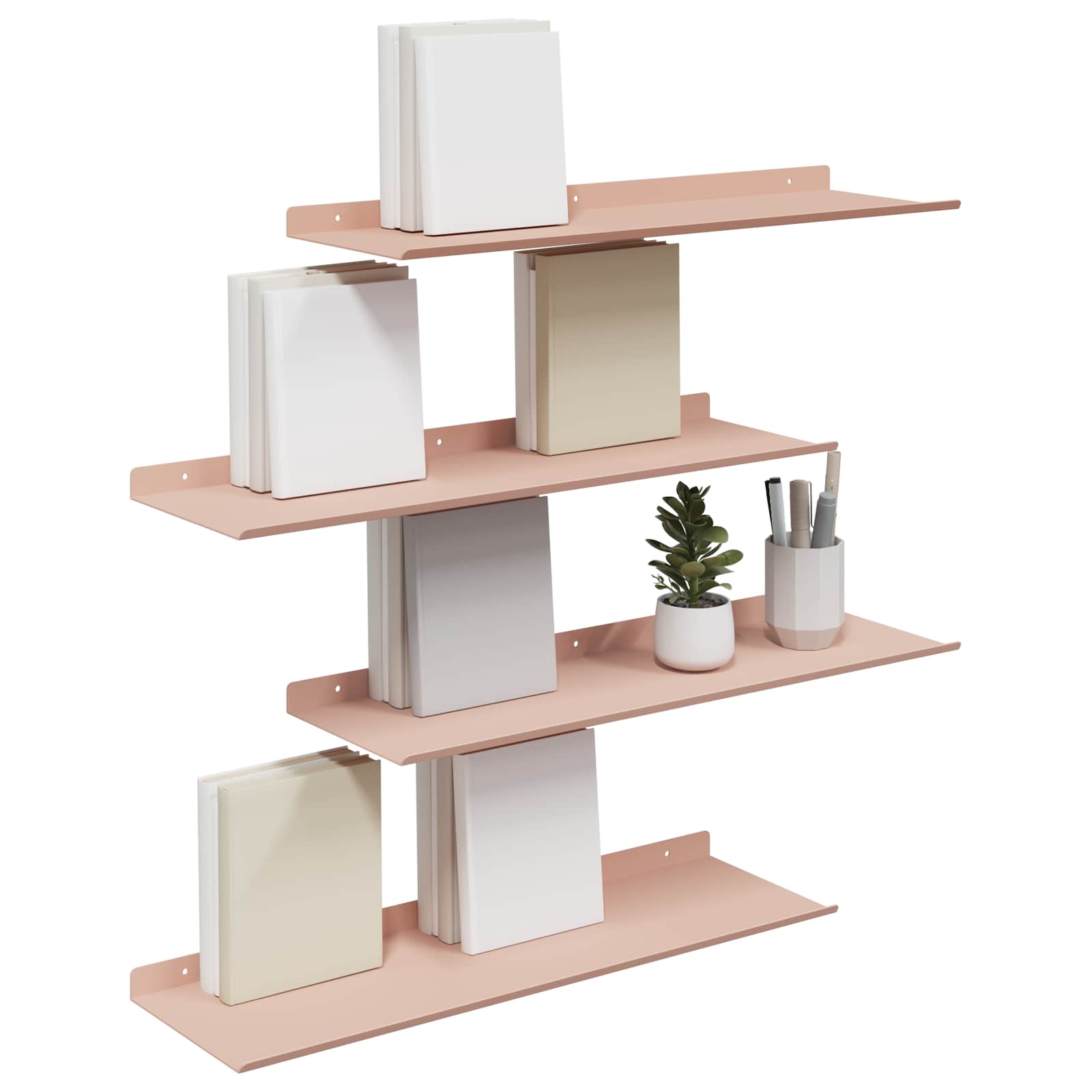 Lebdeća polica Zidne 4 pcs Ružičasta 60 x 18 x 2,5 cm Čelik