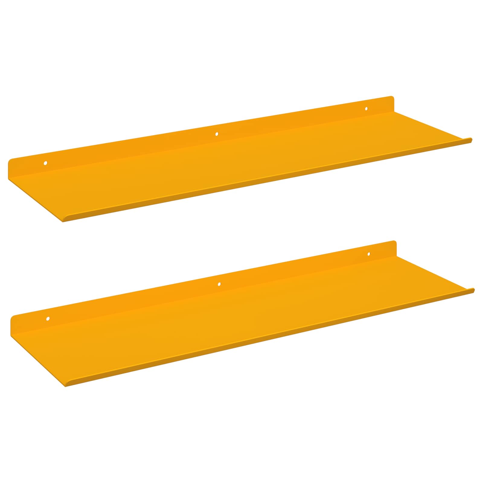 Lebdeća polica Zidne 2 pcs Žuta 60 x 18 x 2,5 cm Čelik