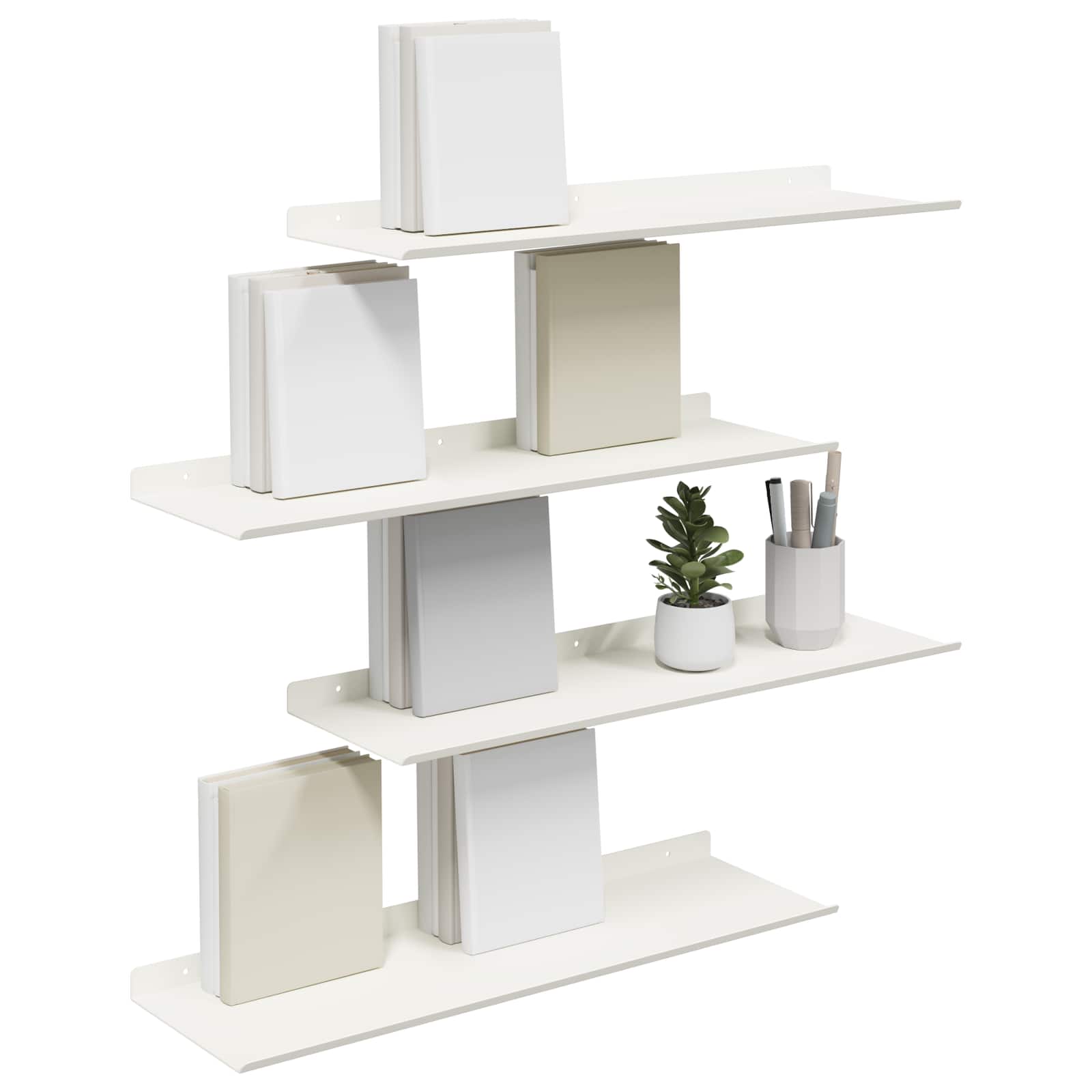 Lebdeća polica Zidne 4 pcs Bijeli 60 x 18 x 2,5 cm Čelik