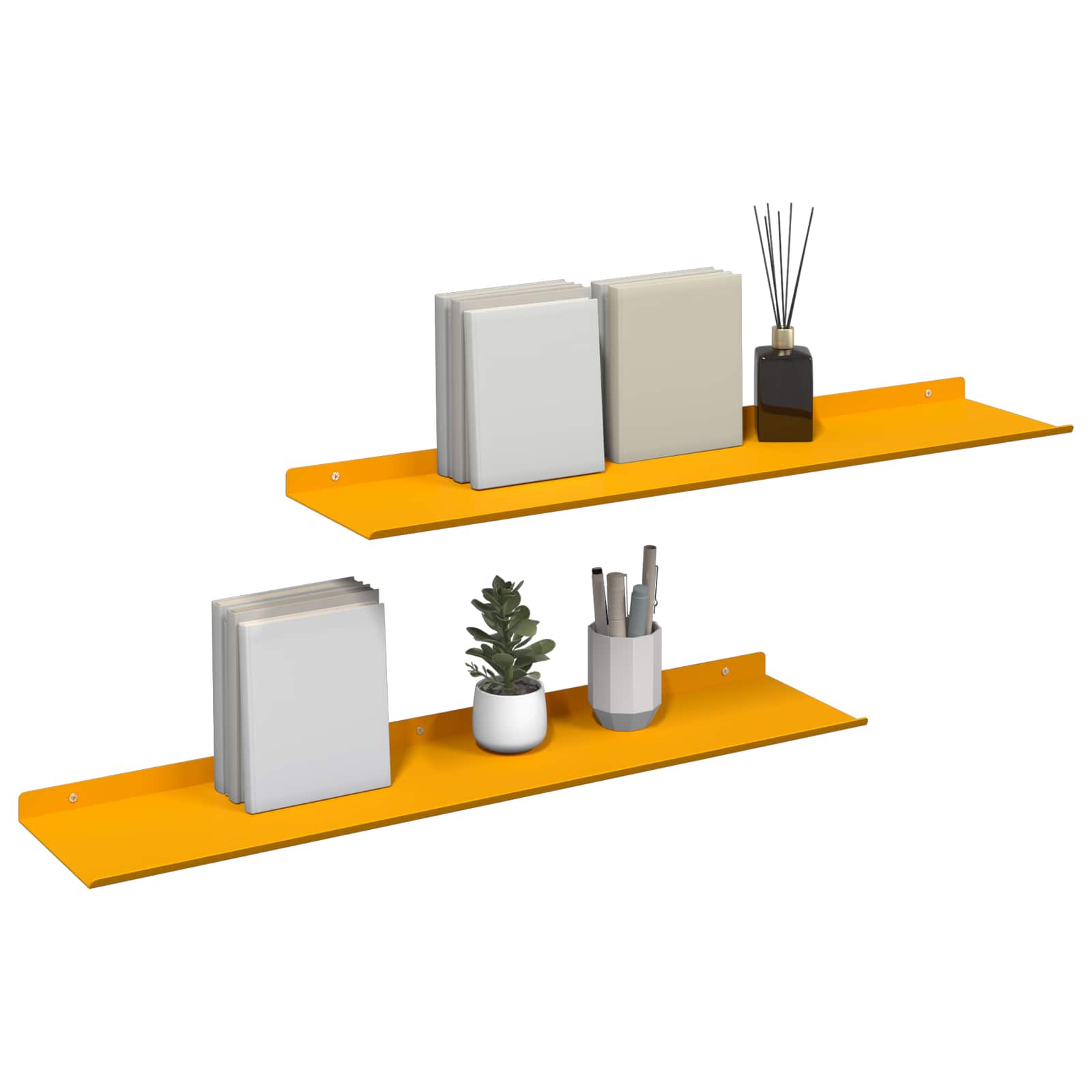 Lebdeća polica Zidne 2 pcs Žuta 80 x 18 x 2,5 cm Čelik
