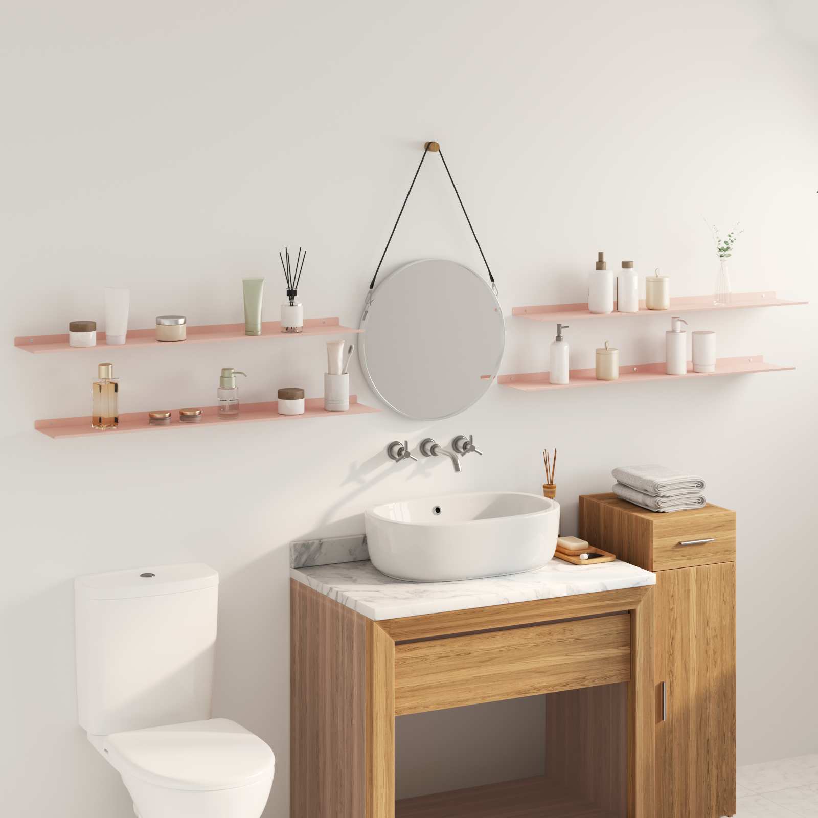 Lebdeća polica Zidne 4 pcs Ružičasta 100 x 18 x 2,5 cm Čelik