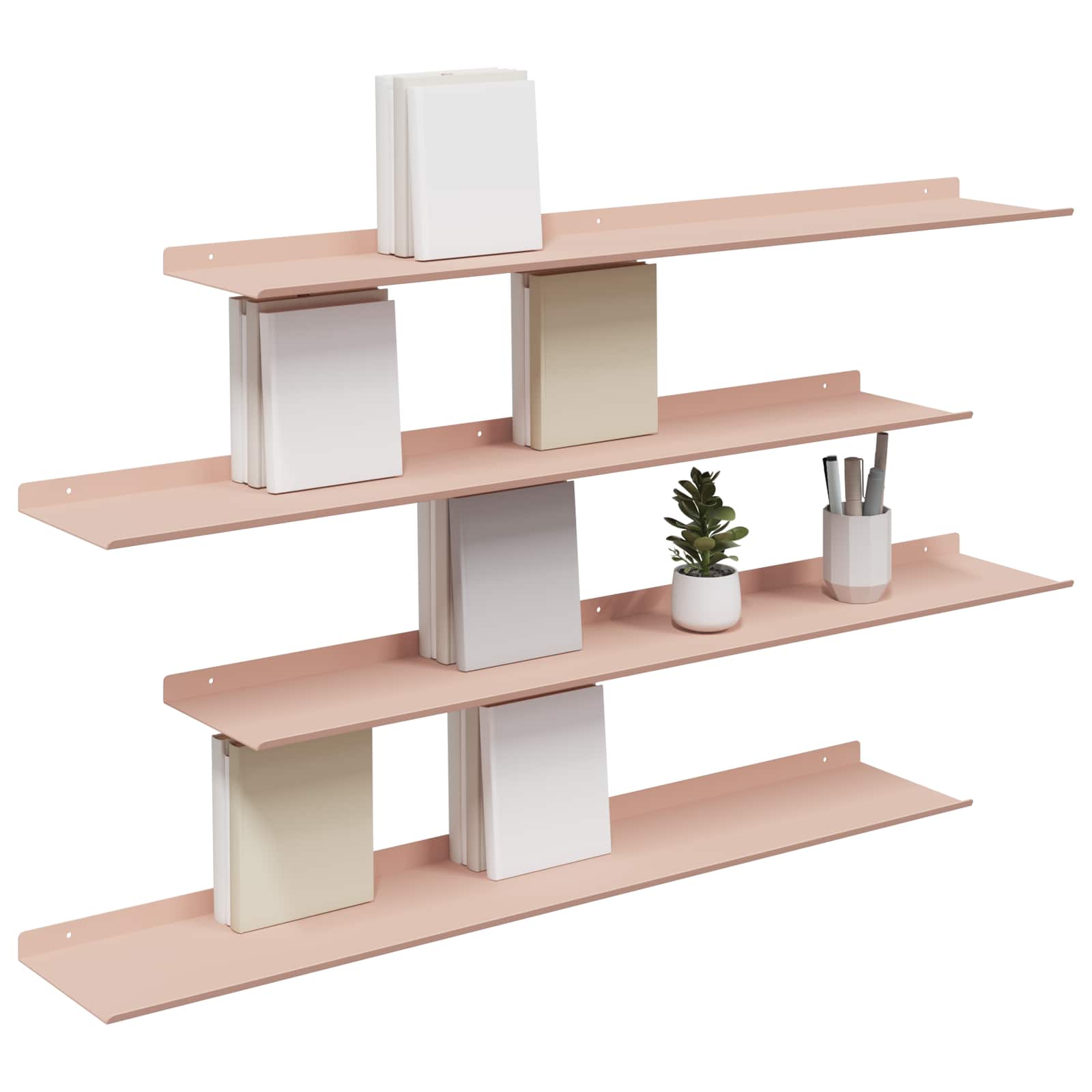 Lebdeća polica Zidne 4 pcs Ružičasta 100 x 18 x 2,5 cm Čelik