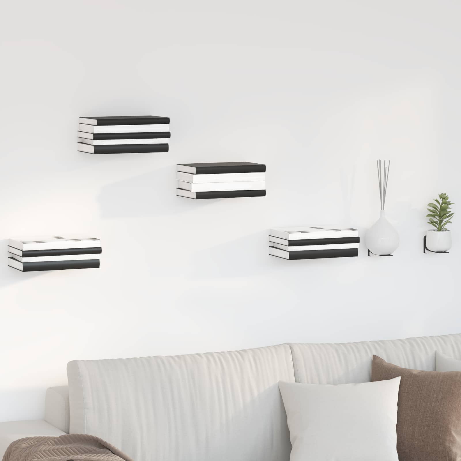 Lebdeća polica s policom Zidne 24 pcs Crna 6 x 10,8 x 6,6 cm